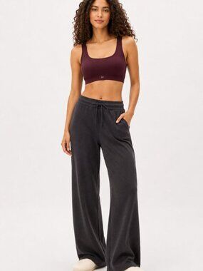 GapBody Cotton Ribbed Bralette Windsor Wine Wire Free Size L NWT